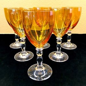 Vintage Amber Wine Glasses